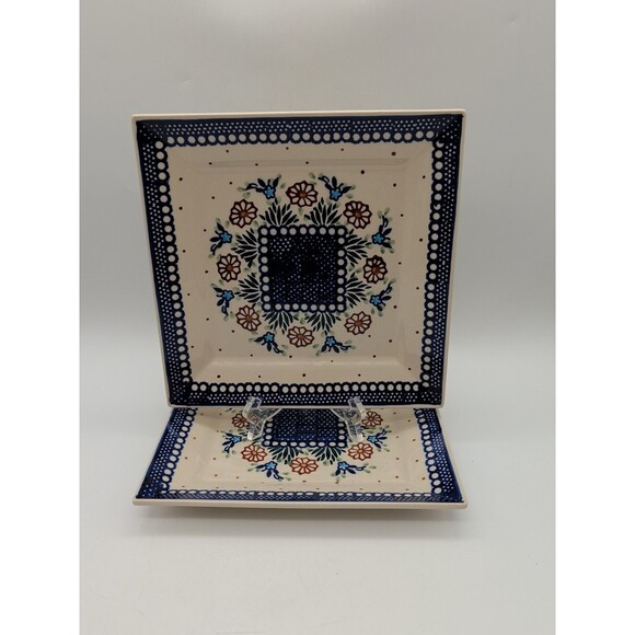 Polish Pottery Manufaktura Boleslawiec 9 Inch Square Plate - Picture 1 of 6